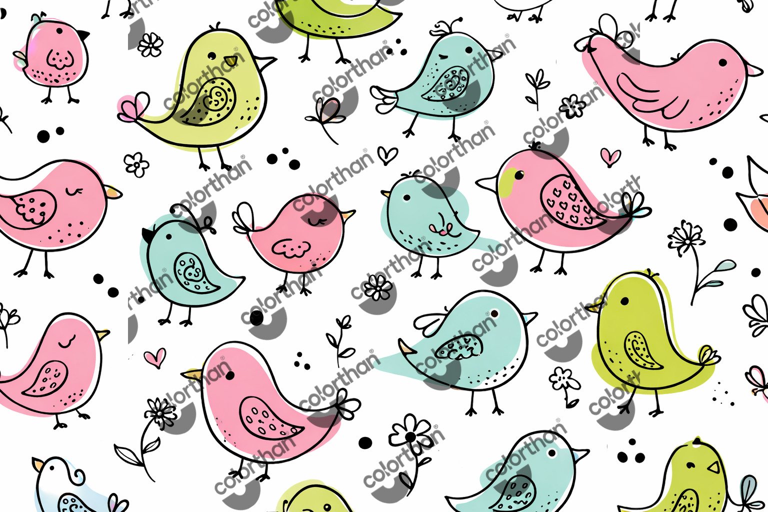 Pastel Birds ColorThan design - BioThane® Beta 520 Standard