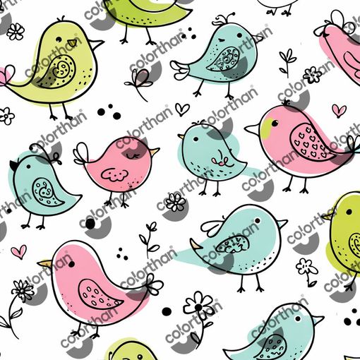 Pastel Birds ColorThan design - BioThane® Beta 520 Standard